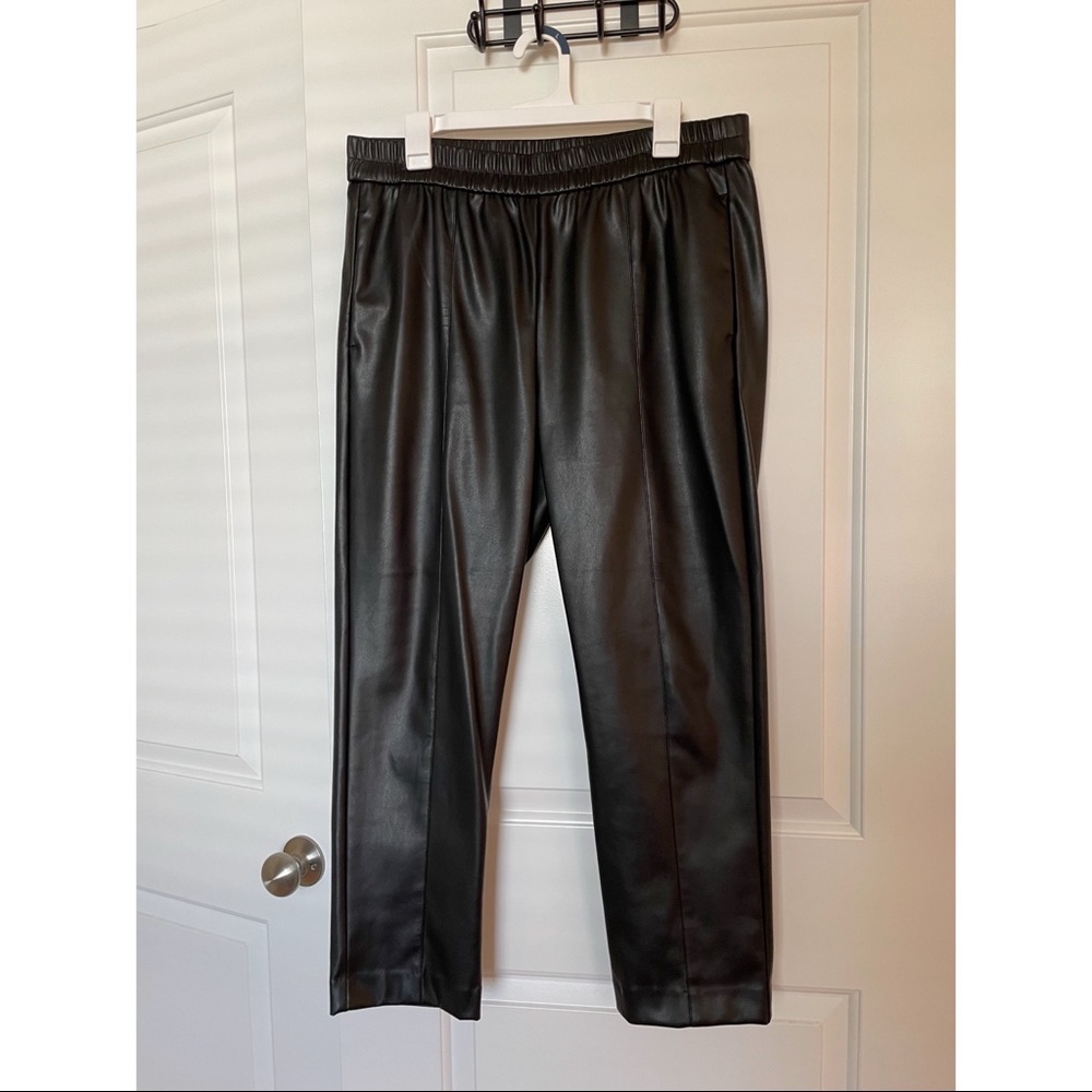 Ann Taylor Black faux leather skinny pants Size L mid/high rise waist